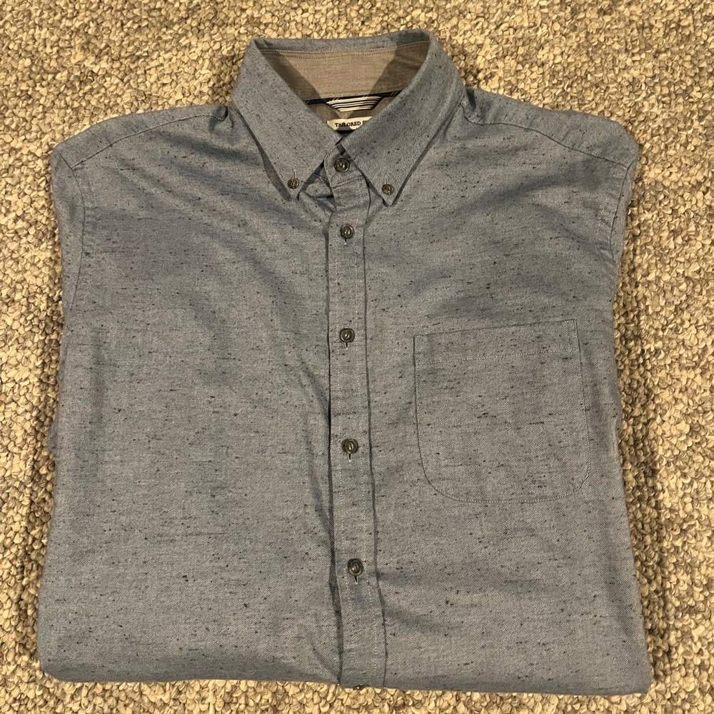 Jos. A. Bank Blue w/ Speckled Brown Casual Button-Down Shirt
